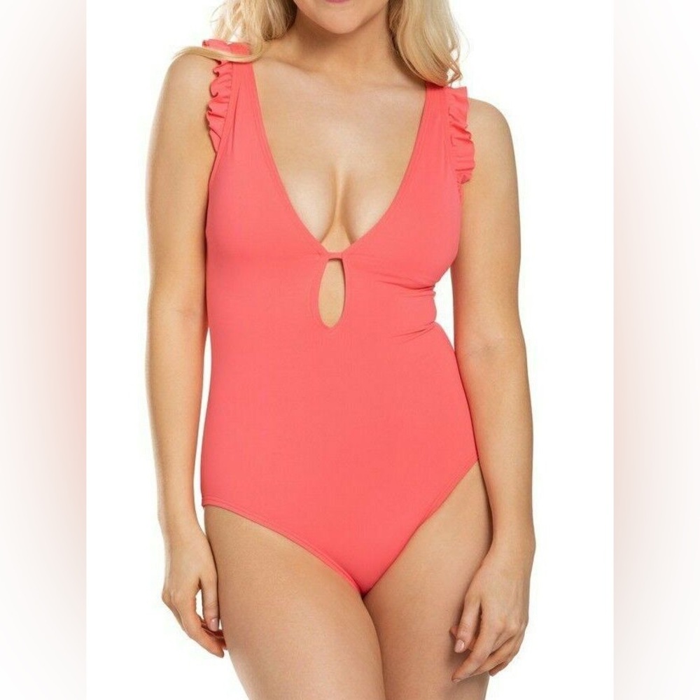 Kate Spade New York Deep Plunge One-Piece Bright Peony Women's Size XL - Picture 8 of 8